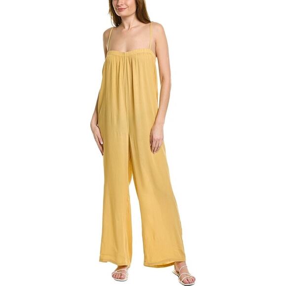 WeWoreWhat Women's Yellow Sleeveless Cami Camisole Wide Leg Romper Jumpsuit L - Picture 1 of 6